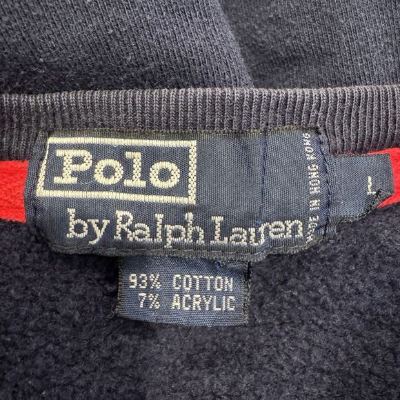 Polo Ralph Lauren Sweatshirt Mens Large Blue Crewneck Pony Fleece 90s Vintage - Picture 4 of 6